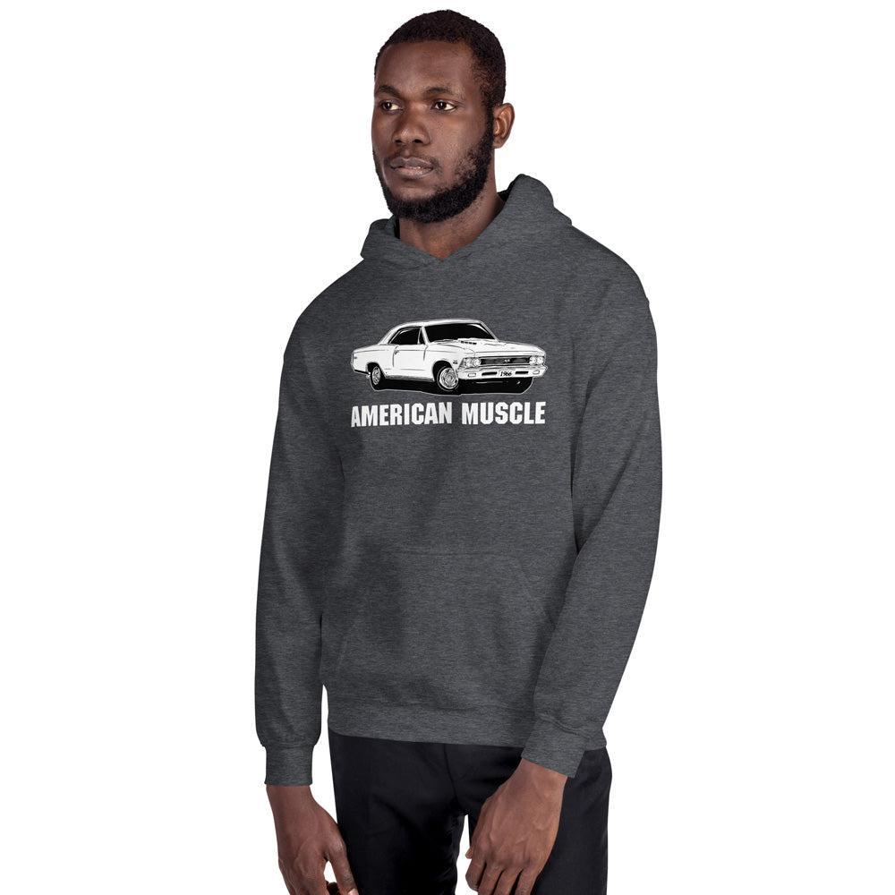 1966 Chevelle Hoodie, American Muscle Car Sweatshirt-In-Black-From Aggressive Thread