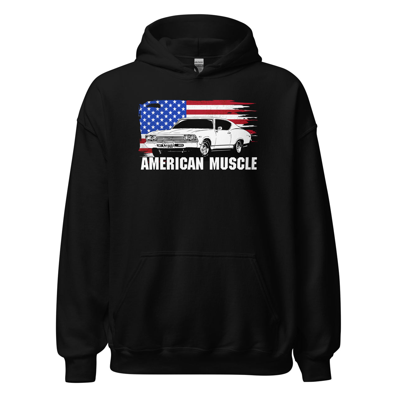 1969 Chevelle Car Hoodie Sweatshirt in black
