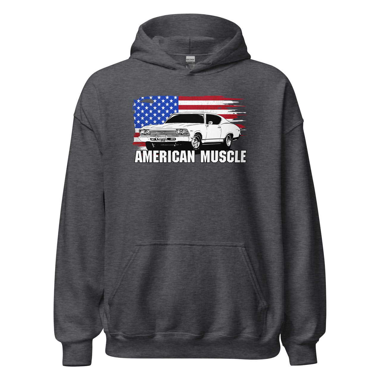 1969 Chevelle Car Hoodie Sweatshirt in grey