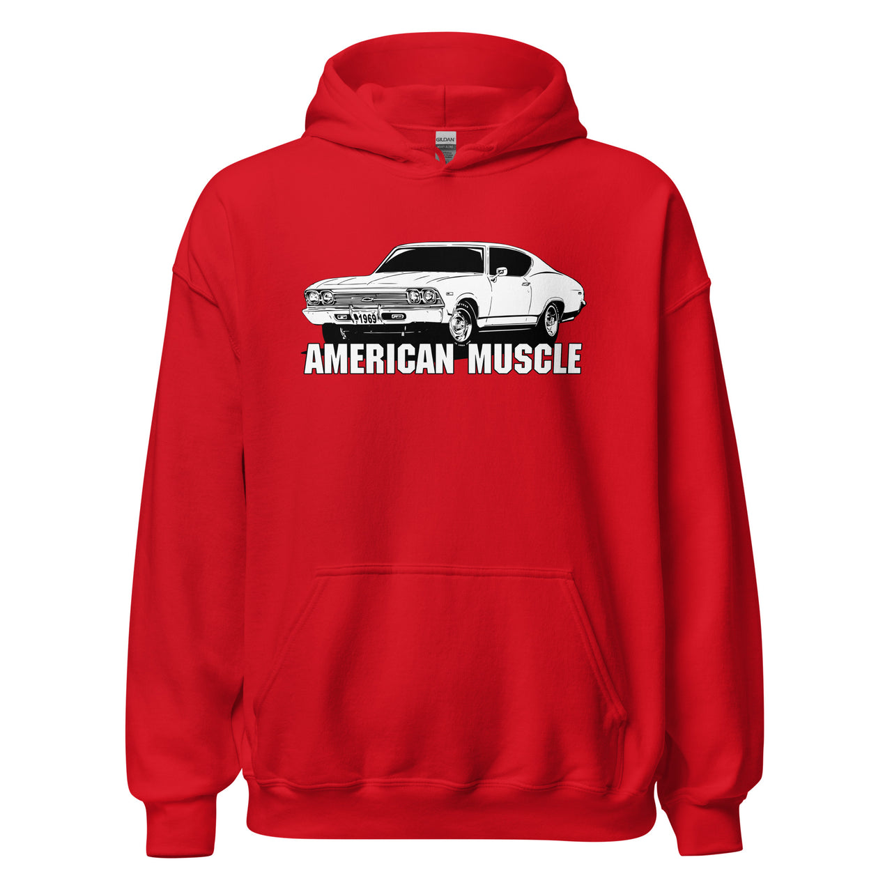 1969 Chevelle Hoodie Sweatshirt in red