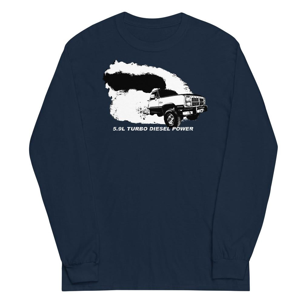 1st gen diesel truck rolling coal long sleeve shirt in navy