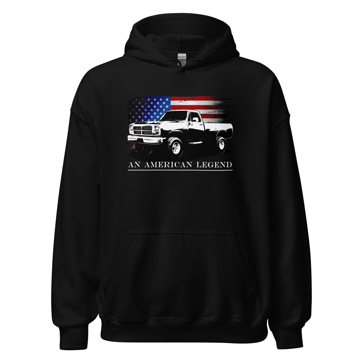First Gen Truck Hoodie, American Flag Design Sweatshirt-In-Black-From Aggressive Thread
