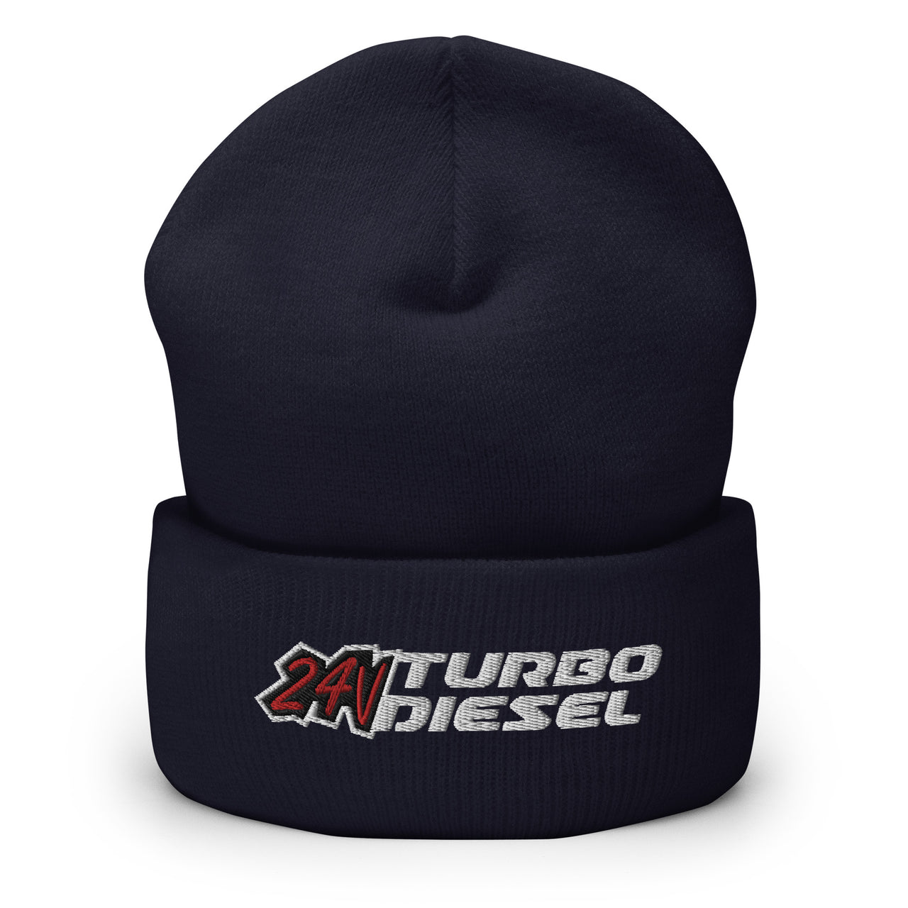 24 Valve 5.9 Diesel Winter Hat Cuffed Beanie-In-Navy-From Aggressive Thread
