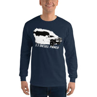 Thumbnail for 2nd Gen diesel Burnout Rolling Coal Long Sleeve modeled in navy