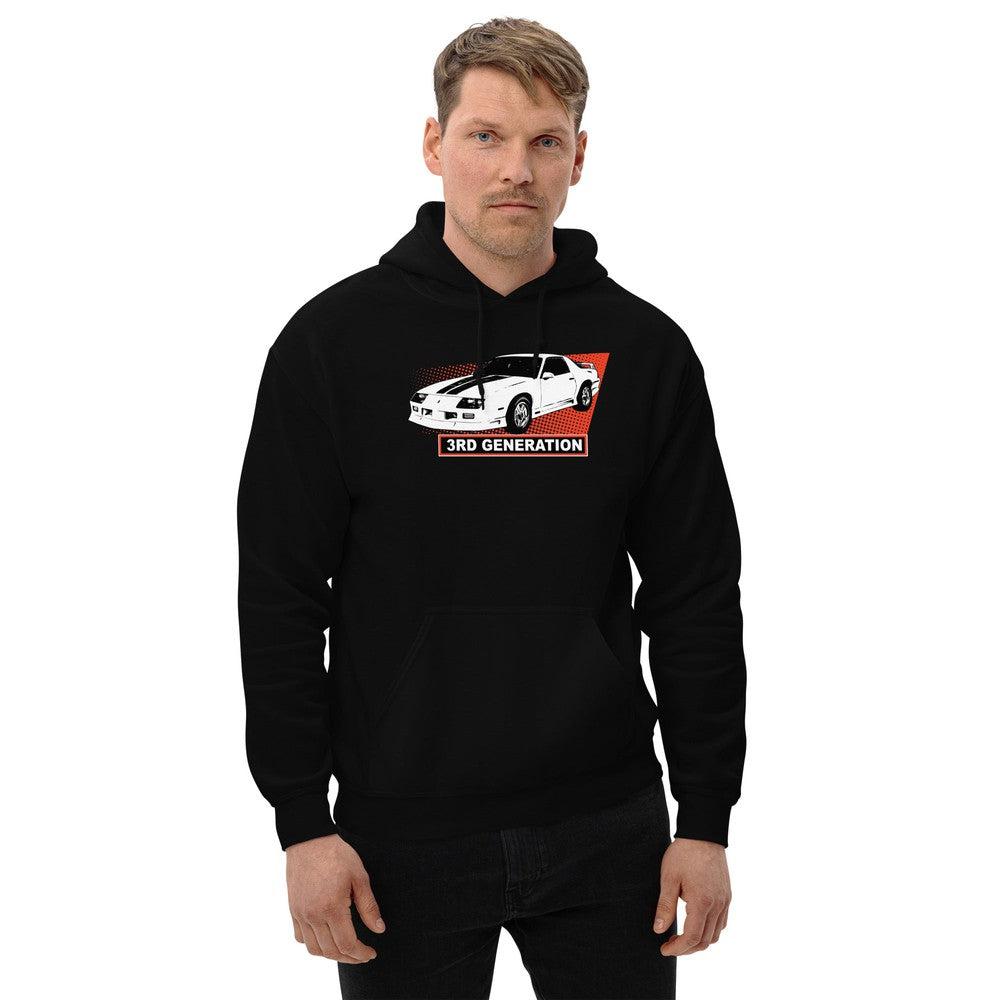 3rd Gen Camaro Hoodie modeled in black