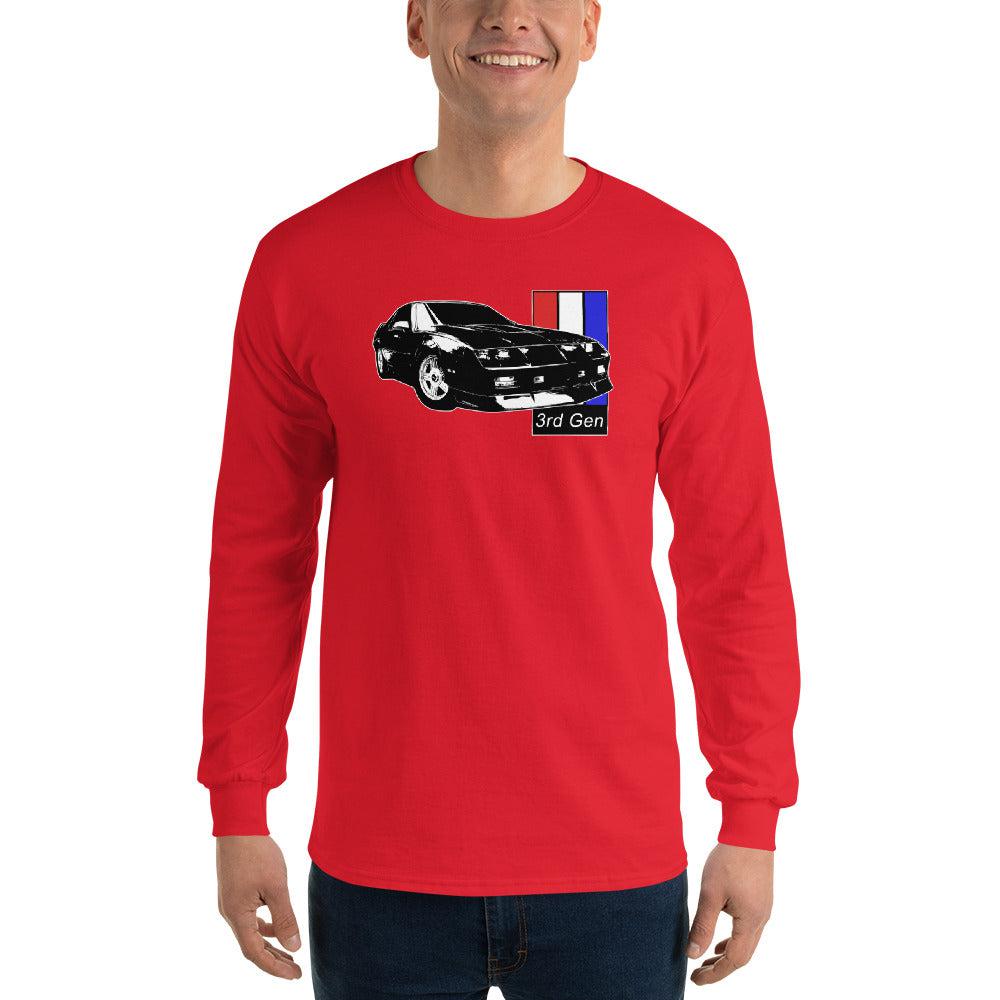 3rd Gen Camaro Long Sleeve Shirt modeled in red