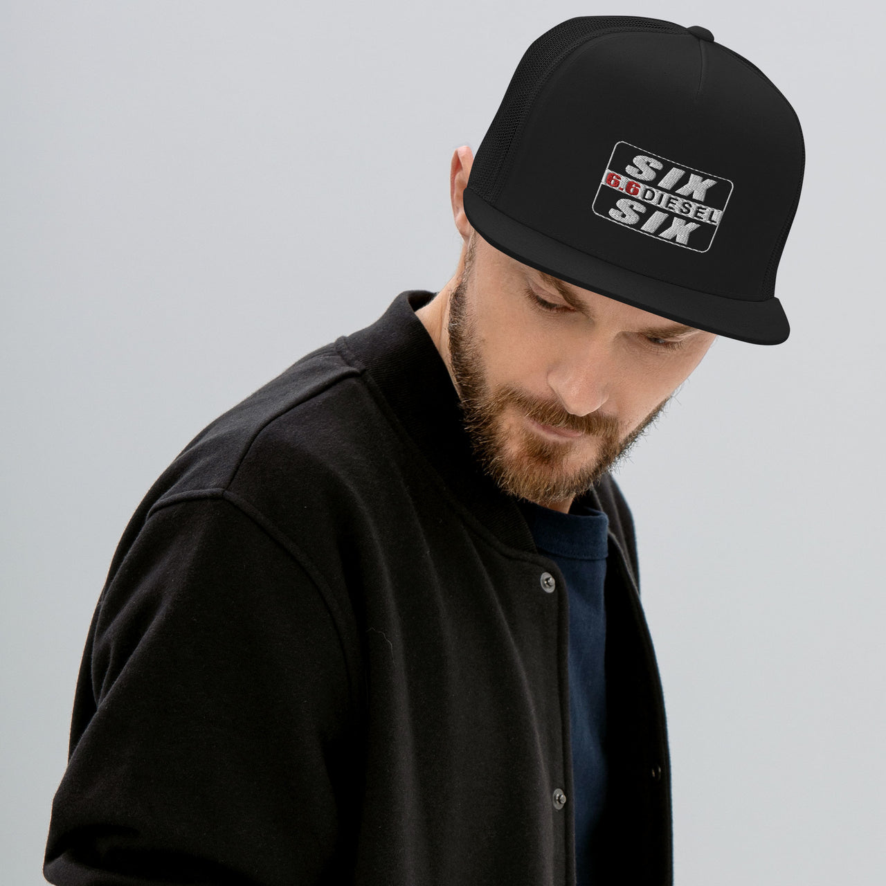 Duramax Trucker hat modeled in black