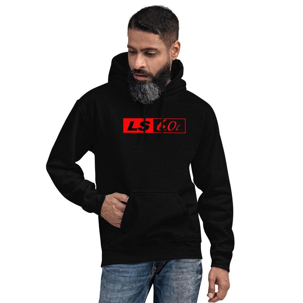LS2 Vortec and LS Engine 6.0 Hoodie modeled in black