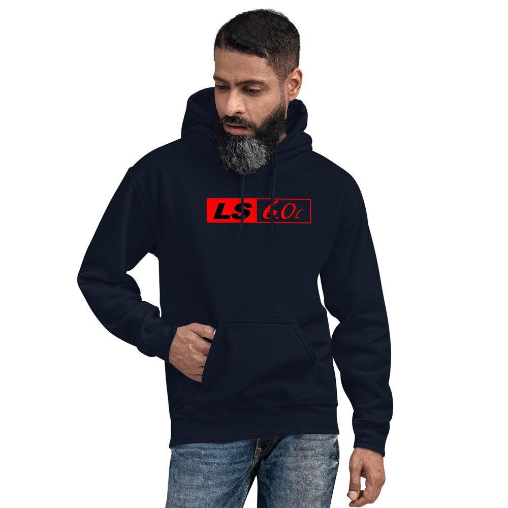 LS2 Vortec and LS Engine 6.0 Hoodie modeled in navy