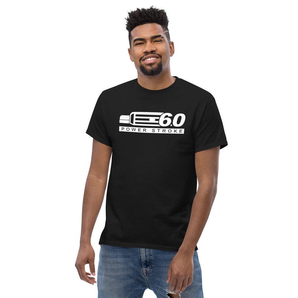 Power Stroke 6.0 Diesel Grille T-Shirt modeled in black