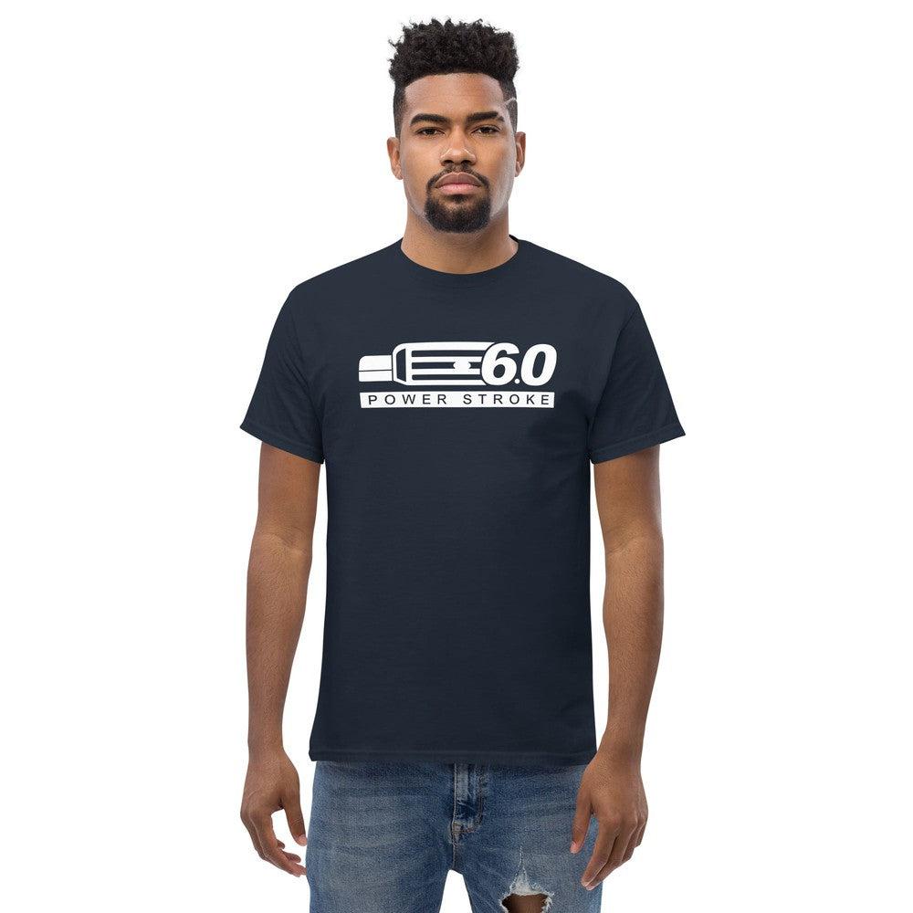 Power Stroke 6.0 Diesel Grille T-Shirt modeled in navy