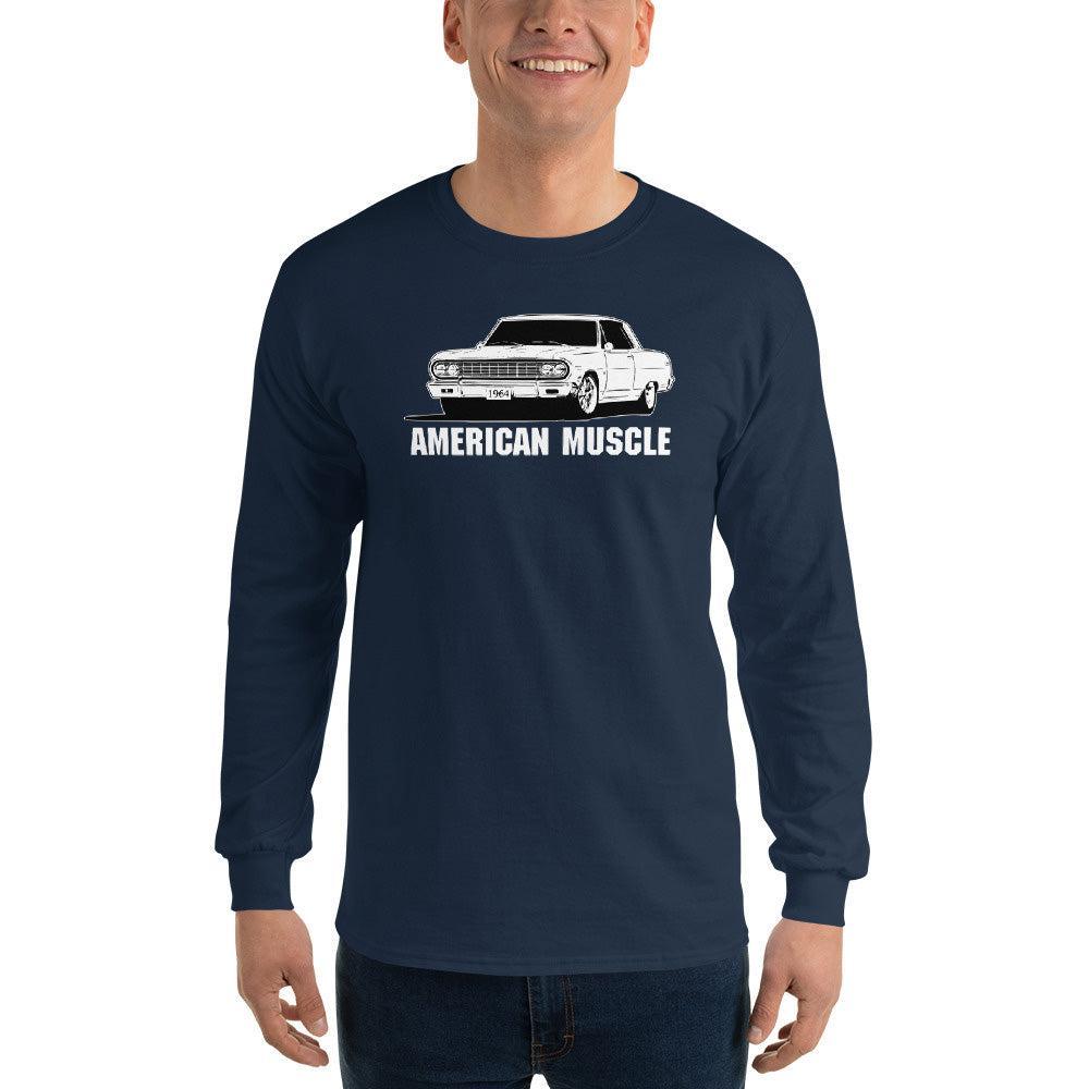 1964 chevelle malibu long sleeve shirt in navy