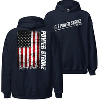 Thumbnail for 6.7 Powerstroke Hoodie Power Stroke Sweatshirt - Burning Diesel-In-Navy-From Aggressive Thread