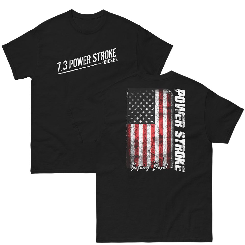 7.3 Powerstroke T-Shirt With American Flag in black