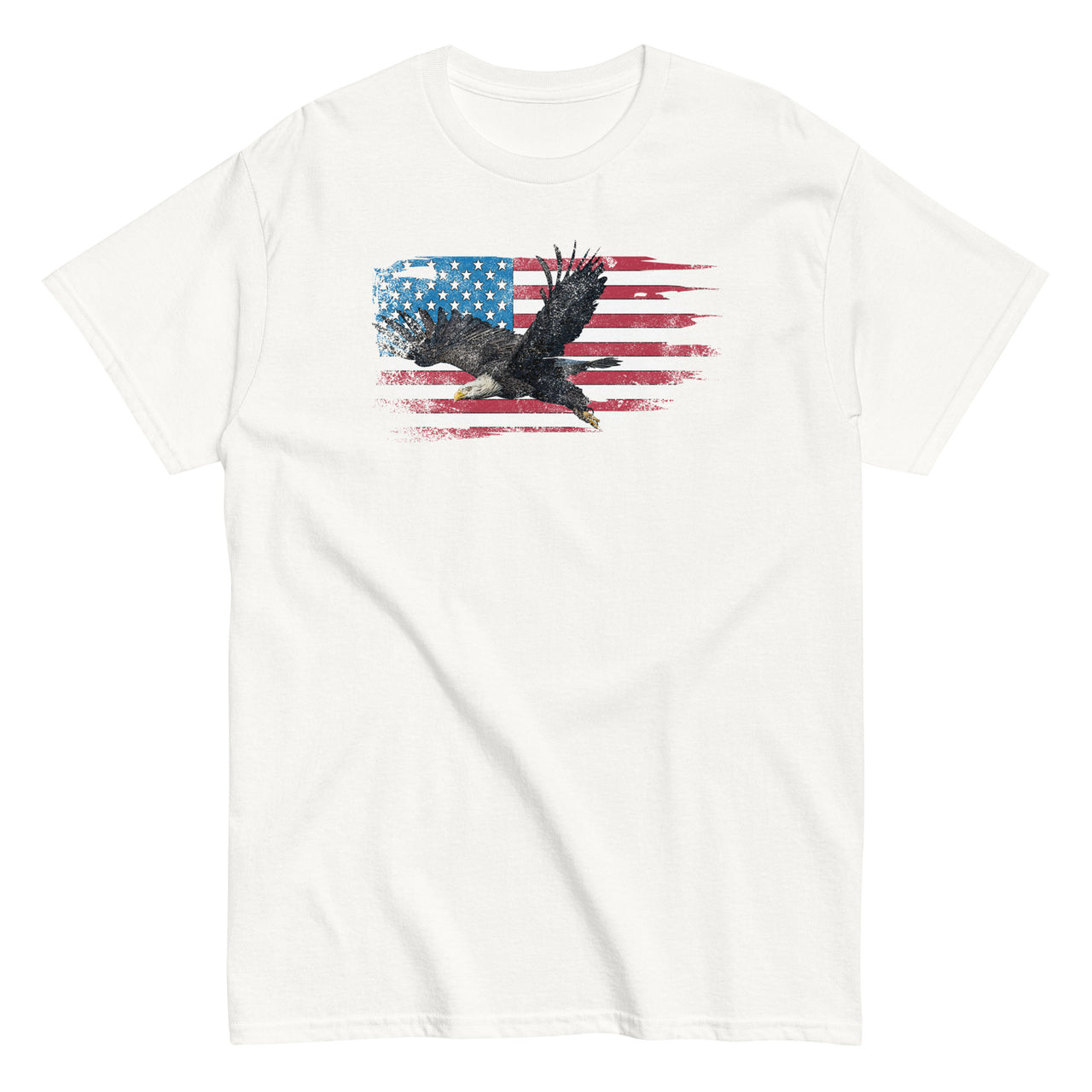 Patriotic American Flag Bald Eagle T-Shirt in white