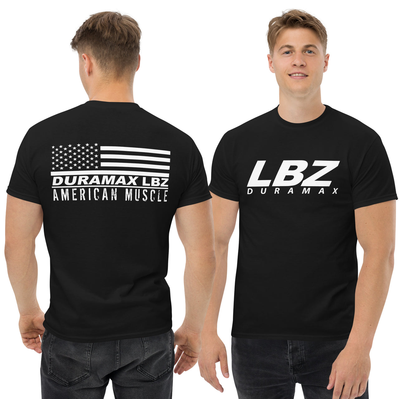 LBZ Duramax T-Shirt - American Muscle Flag-In-Black-From Aggressive Thread