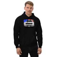 Thumbnail for OBS Truck Hoodie with American Flag design modeled in black