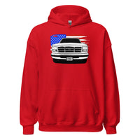 Thumbnail for OBS Truck Hoodie with American Flag design in red