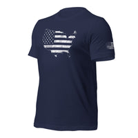 Thumbnail for American Flag USA T-Shirt With Sleeve Print in navy side