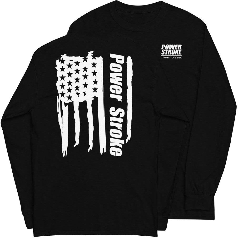 Powerstroke American Flag Long Sleeve T-Shirt in black
