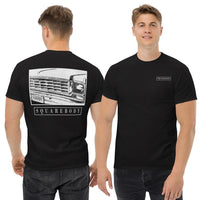 Thumbnail for man modeling a Square Body T-Shirt Based on 70s Round Eye Truck - black