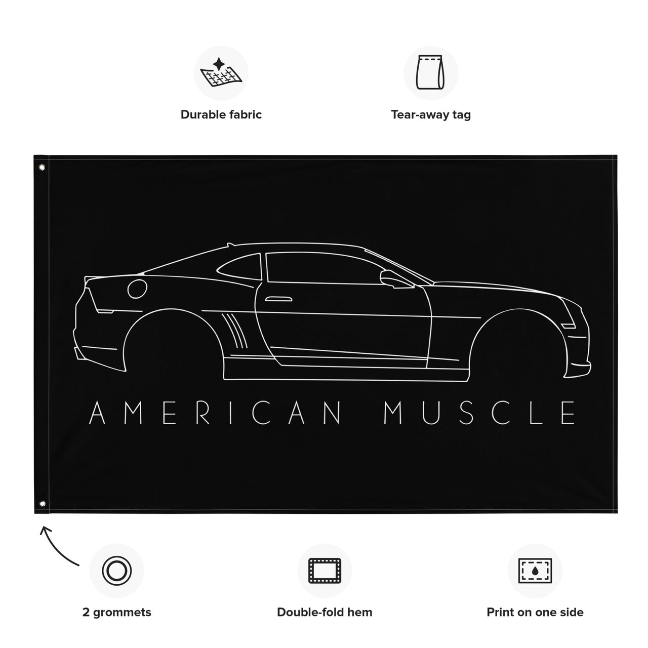 5th Gen Camaro Line Art Wall Flag details