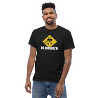 Thumbnail for Burnout Sign Funny Car Guy T-Shirt modeled in black