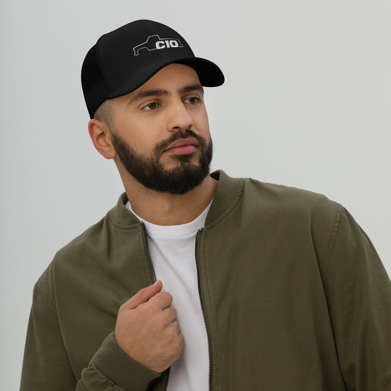C10 Trucker hat in black on model