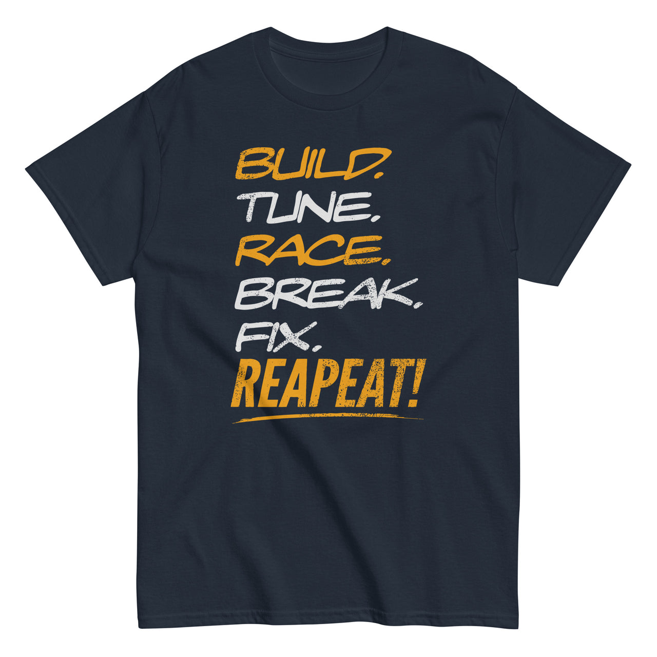 Drag Racing T-Shirt, Car Enthusiasts Tee, Racer / Racecar Lover T-Shirt in navy