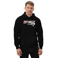 Thumbnail for man modeling cateye duramax hoodie in black