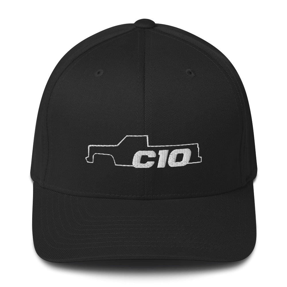 Square Body C10 Truck Flexfit Hat in black