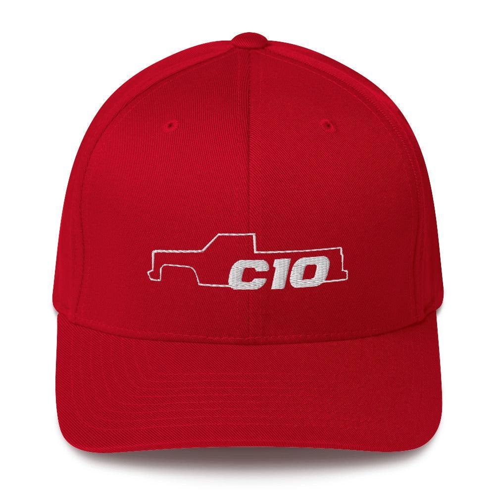 Square Body C10 Truck Flexfit Hat in red