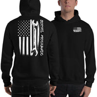 Thumbnail for Mechanic American Flag Hoodie Sweatshirt-In-Black-From Aggressive Thread