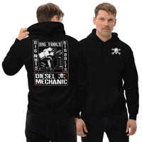 Thumbnail for Diesel Mechanic Big Tools Hoodie Sweatshirt modeled in black