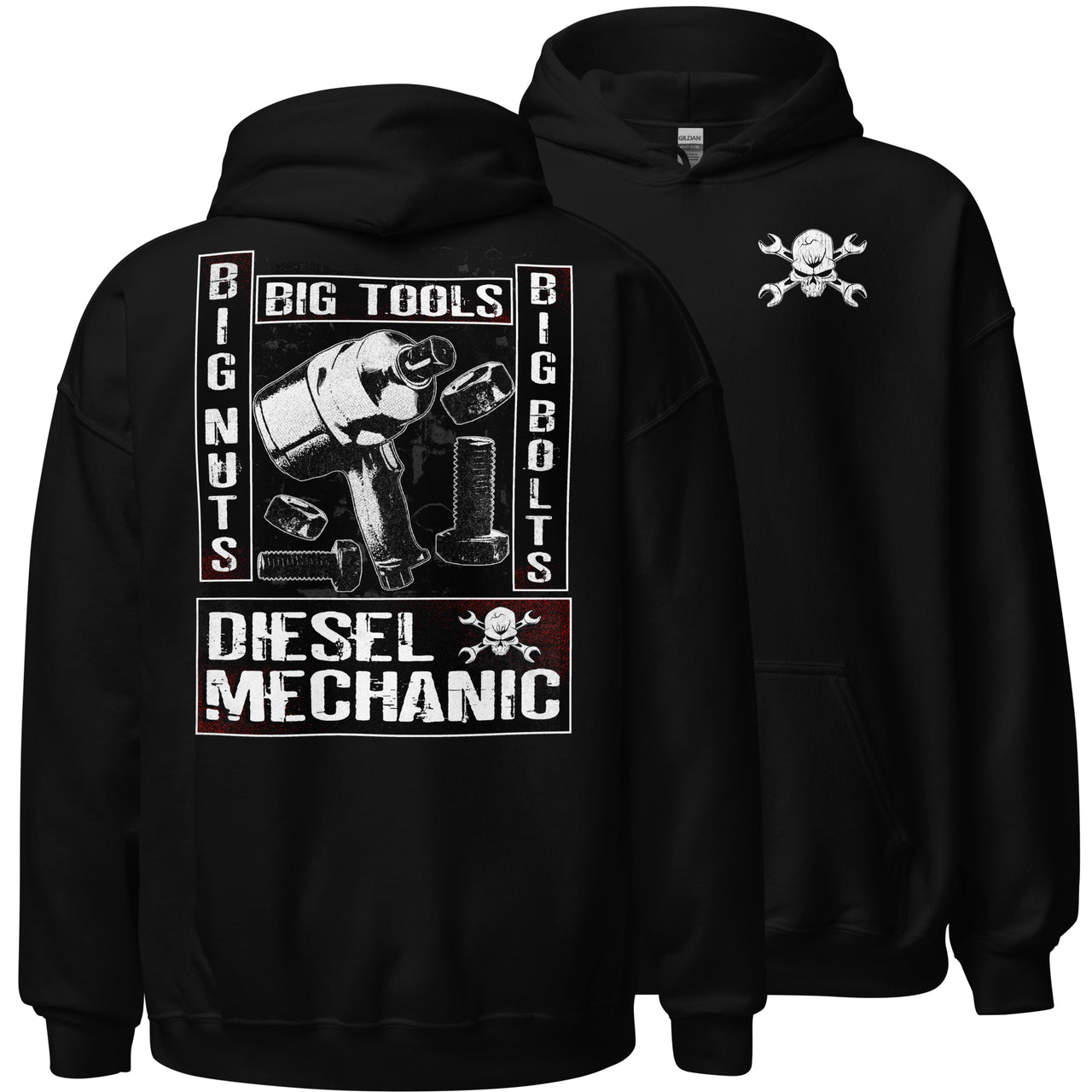 Diesel Mechanic Big Tools Hoodie Sweatshirt in black