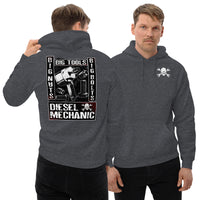Thumbnail for Diesel Mechanic Big Tools Hoodie Sweatshirt modeled in dark heather