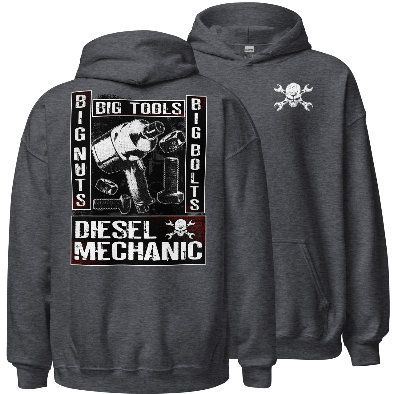Diesel Mechanic Big Tools Hoodie Sweatshirt in dark heather