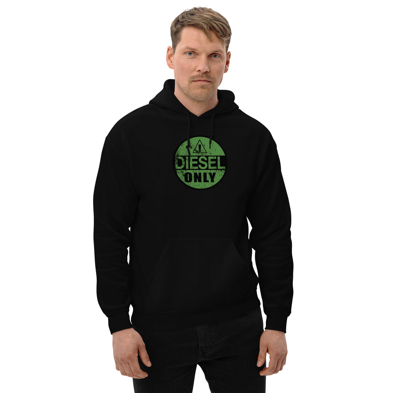 model wearing Diesel Only Hoodie in black