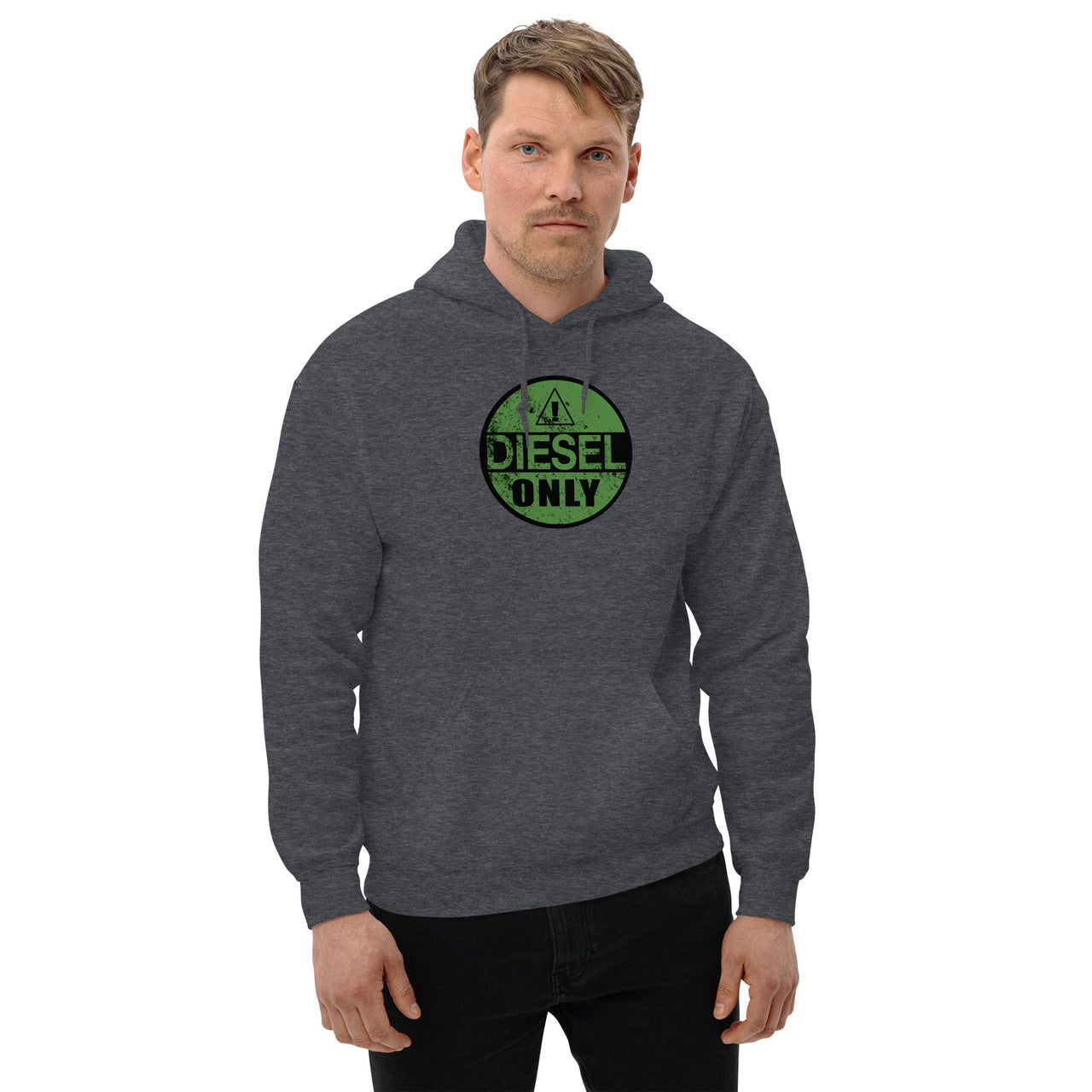 model wearing Diesel Only Hoodie in grey