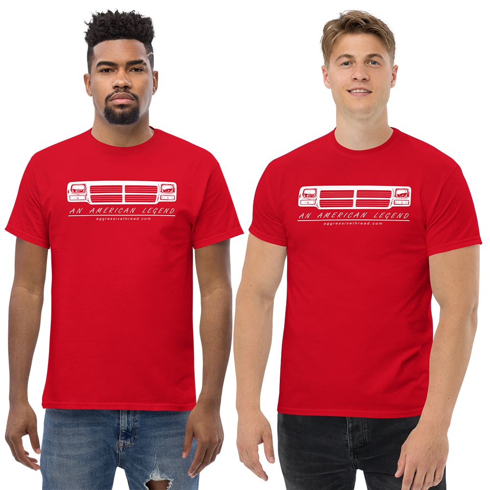 men modeling First Gen Dodge Ram T-Shirt - red