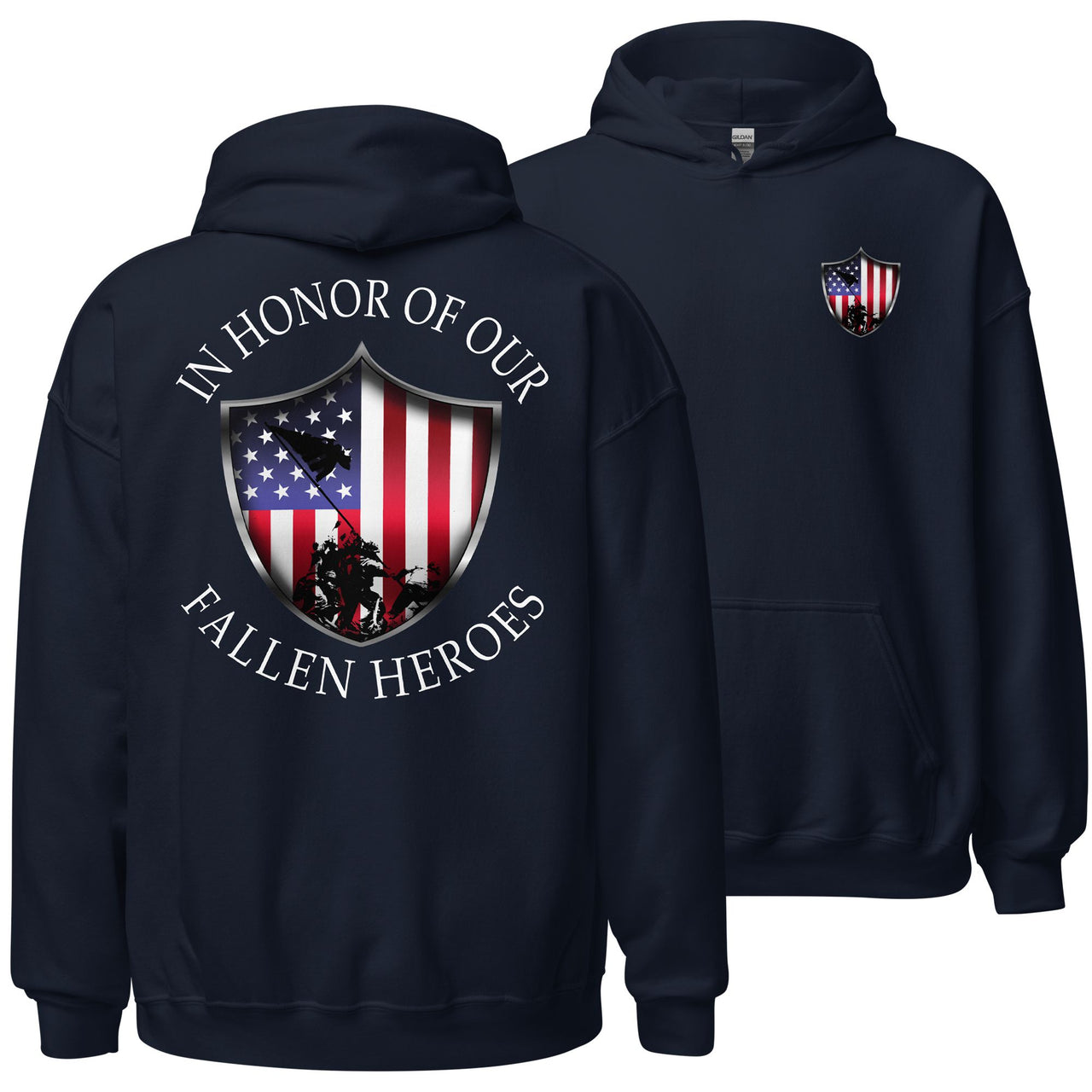 In Honor Of Our Fallen Military Hoodie in navy