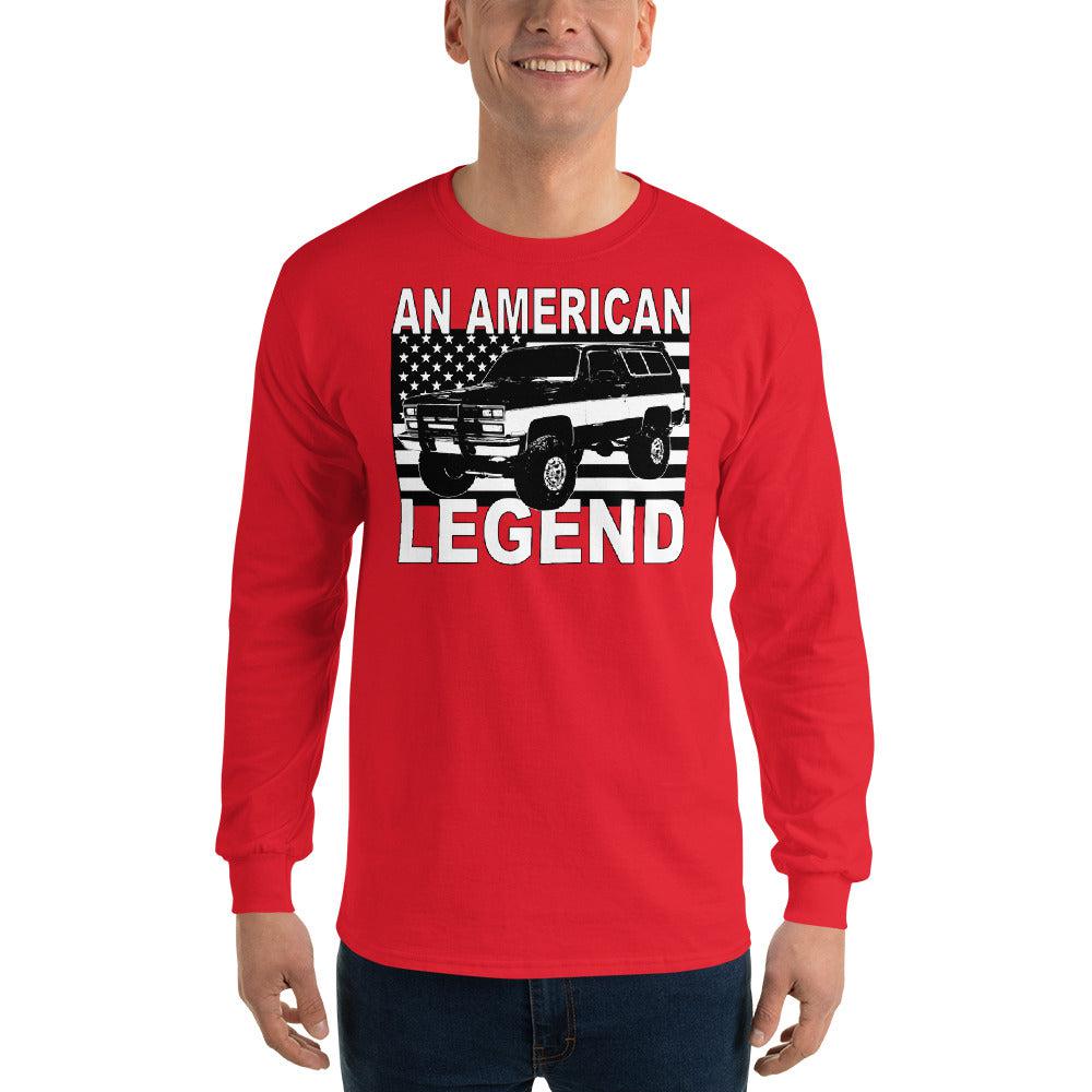 K5 Blazer long sleeve shirt modeled in red