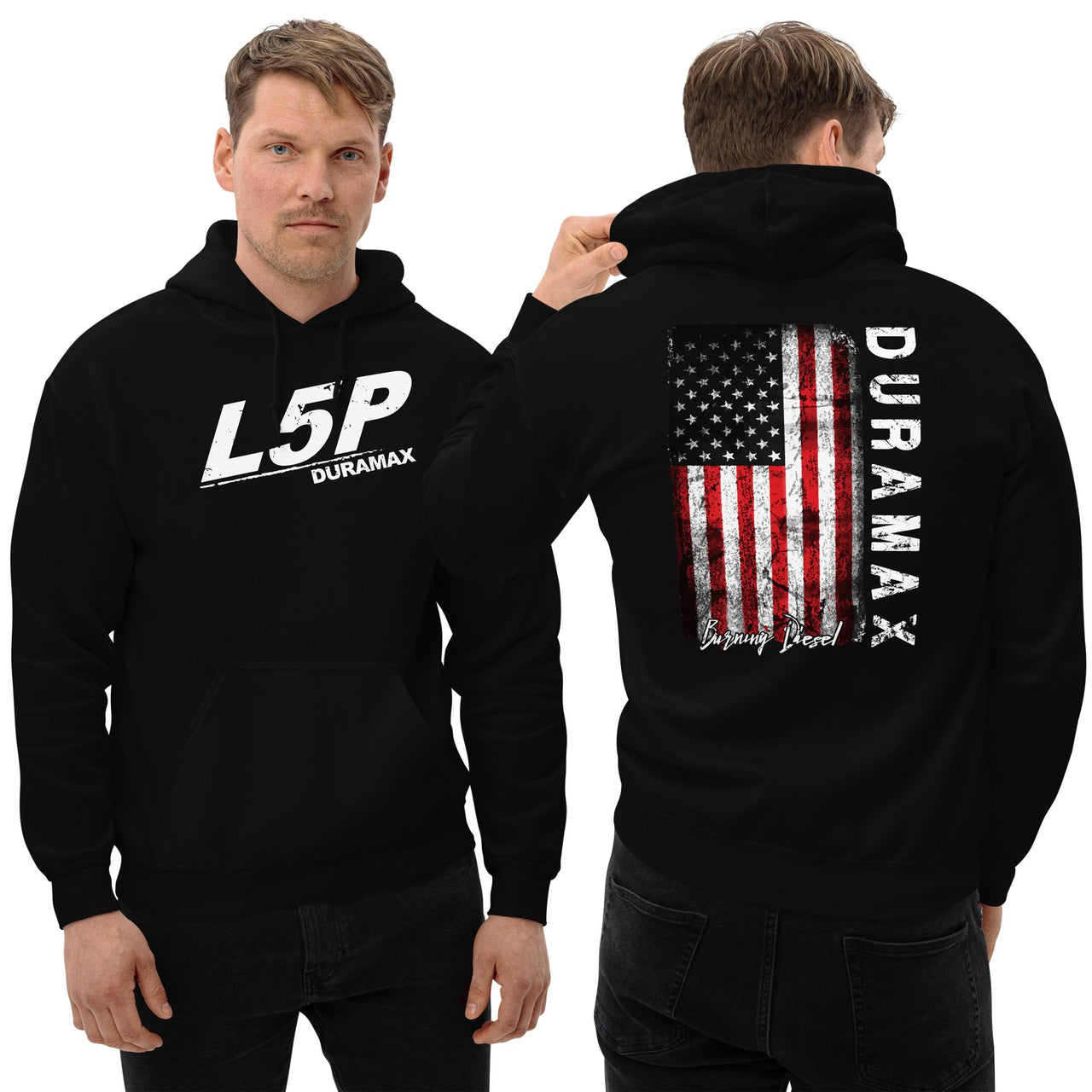 L5p Duramax Hoodie With American Flag Design-In-Black-From Aggressive Thread
