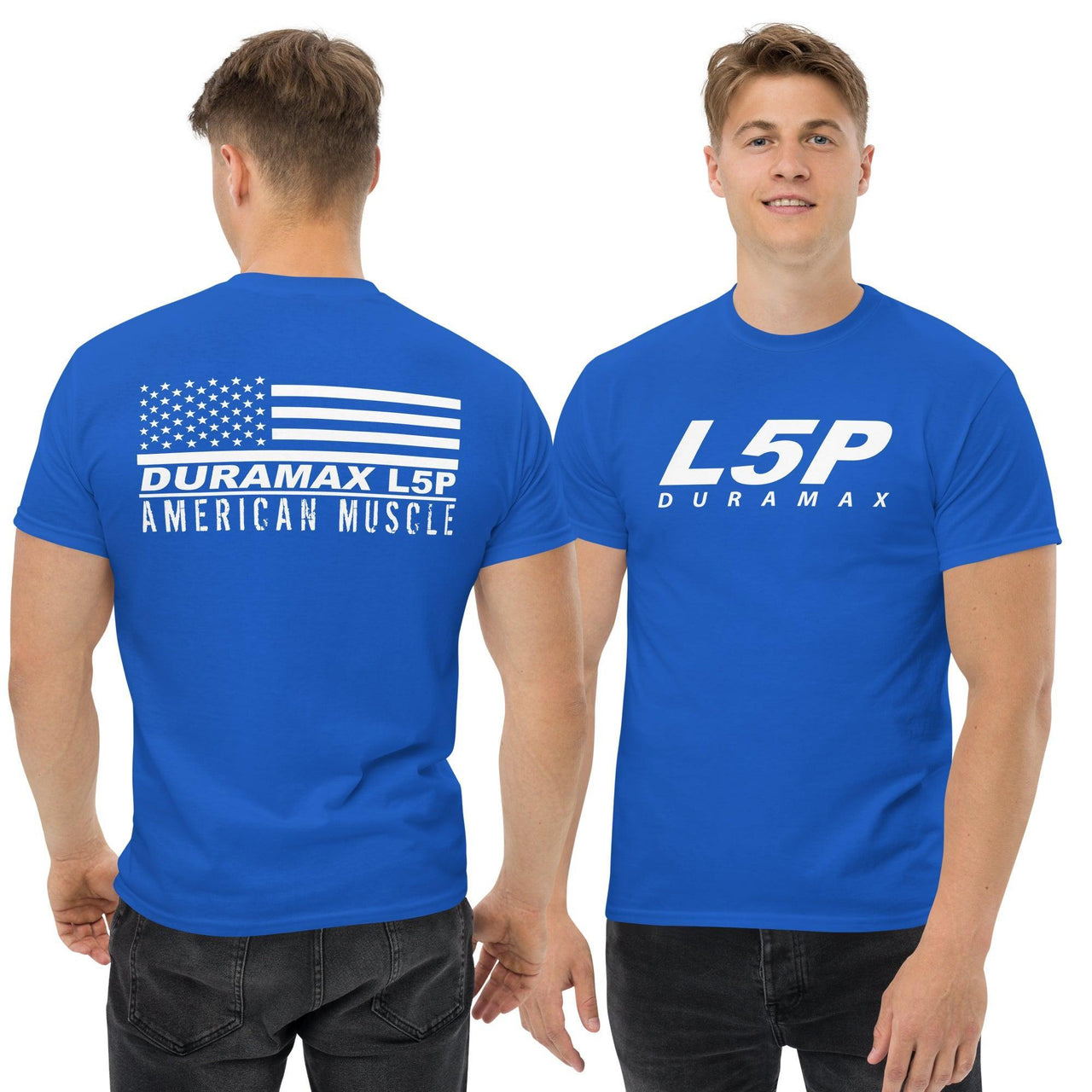 L5P Duramax Shirt Mens Diesel Truck Shirt modeled in royal