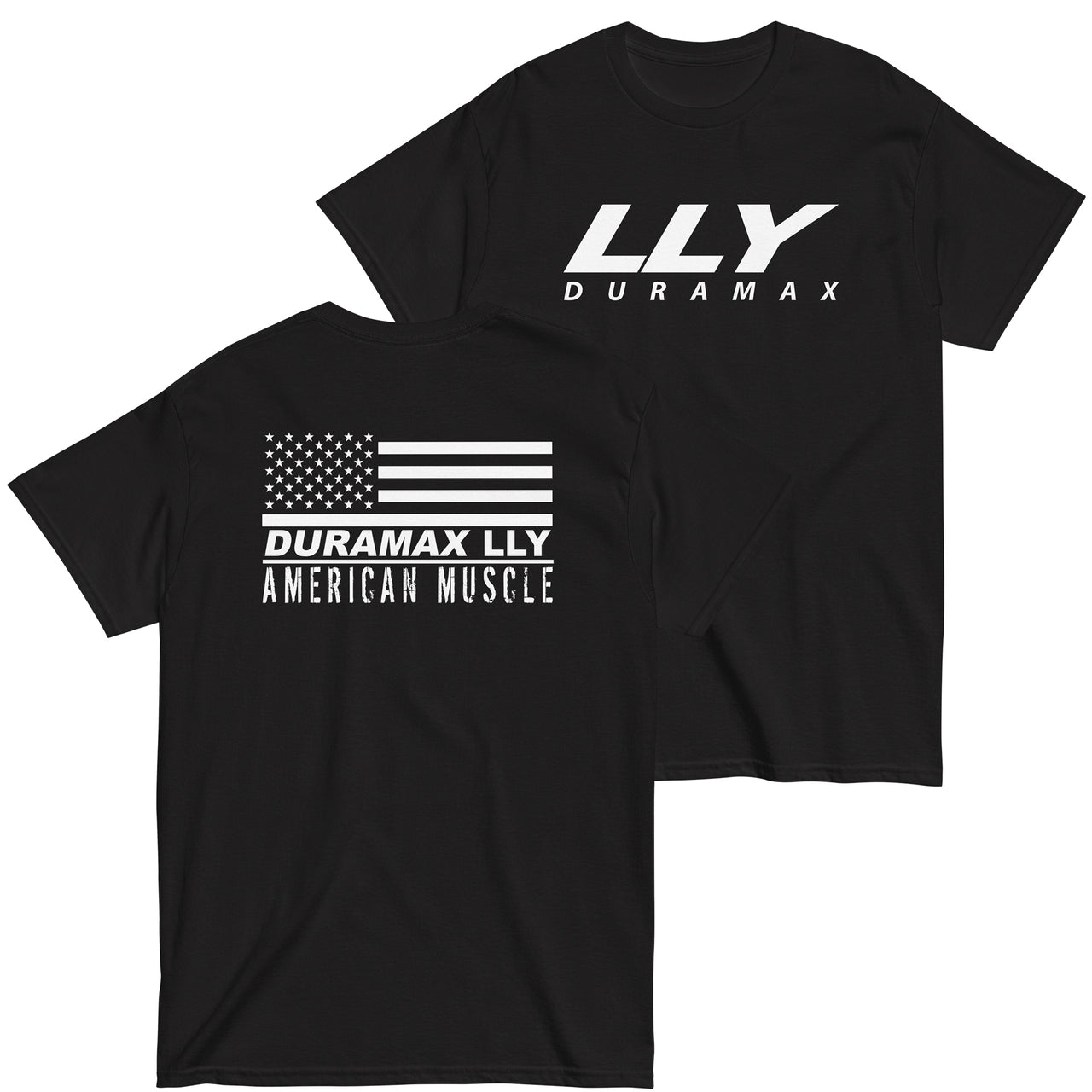 LLY Duramax T-Shirt American Muscle Design Flag - in black