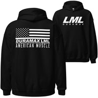 Thumbnail for LML Duramax Hoodie, Diesel Truck American Flag Sweatshirt-In-Black-From Aggressive Thread