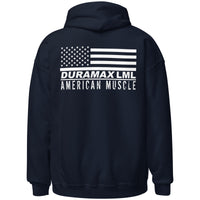 Thumbnail for LML Duramax Hoodie, Diesel Truck American Flag Sweatshirt-In-Black-From Aggressive Thread