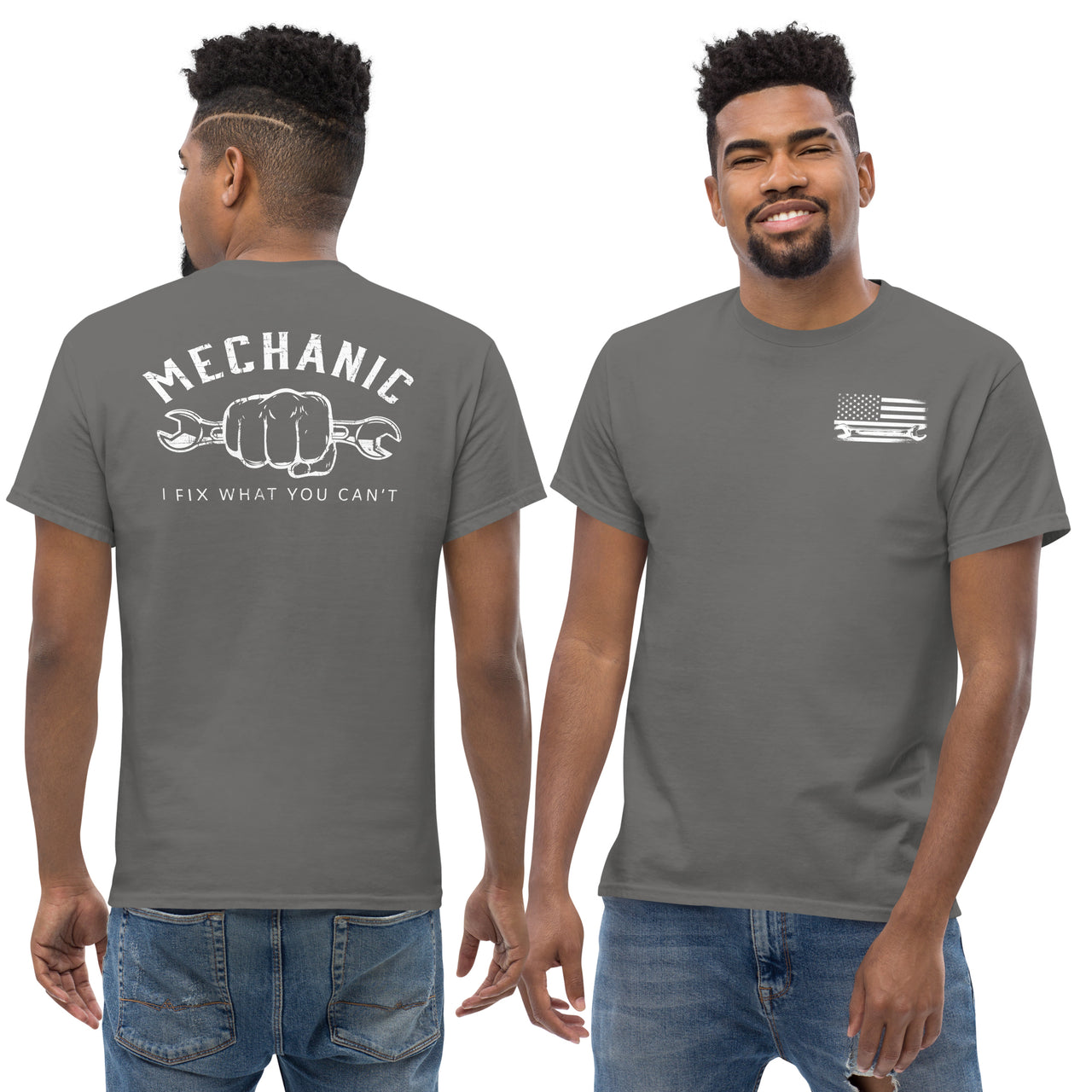 Mechanic T-Shirt - I Fix What You Cant modeled in grey