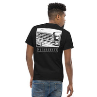 Thumbnail for man modeling a Square Body T-Shirt Based on 70s Round Eye Truck - black