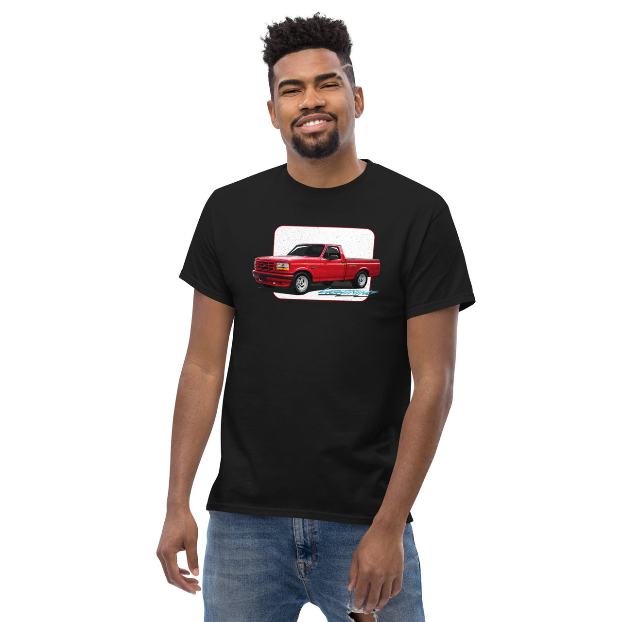 First Gen Ford F-150 Lightning T-Shirt modeled in black